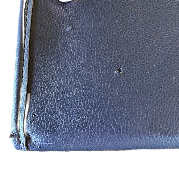 Travel Wallet in Navy Blue with Gold Accents - Picture 5 of 5